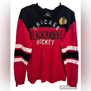 NHL Official Chicago Blackhawks Red/Black Men’s long sleeve tee size XL